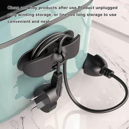 netsnoer organizer - Snoerorganizer voor keukenapparatuur, 6-Stuks Kabelhouder zelfklevend voor elektrische apparatenr, snoeroproller voor apparaten, snoerwikkelaar, lijm voor blender, airfryer, keukengadgets (wit, grijs, zwart) — thumbnail 2