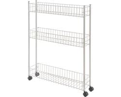 Multifunctionele wit metalen wagen 3 etages - Fino - opbergwagen 16 x 60 x 72 cm Wasmachine rek