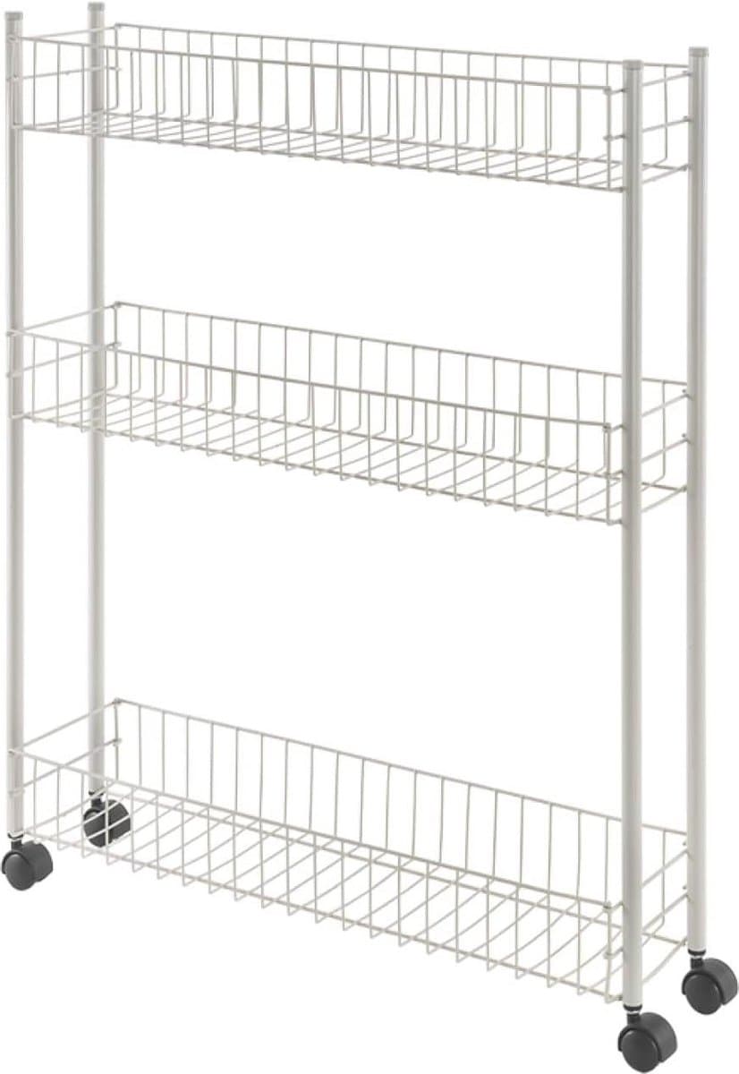 Multifunctionele wit metalen wagen 3 etages - Fino - opbergwagen 16 x 60 x 72 cm Wasmachine rek — afbeelding 1