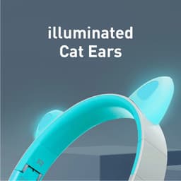 ProMate® Premium Kinder Draadloze Bluetooth Hoofdtelefoon voor Kinderen, Universeel, Kawaii Stijl Bedrade/Draadloze Opvouwbare Koptelefoon met LED Kattenoren, 93dB Veilige Volumelimiet, Microfoon, AUX, TF Kaartsleuf en 40 Uur Speeltijd, Panda Aqua — thumbnail 3
