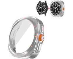 Stravo Ultra-look horlogekast voor Galaxy Watch 6 Screenprotector 40mm - Zilver, lijkt op ULTRA-kast Gehard glazen gezichtsbescherming voor Samsung Watch 6 Case 40mm