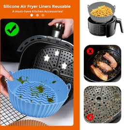 Siliconen bakpan - Airfryer - 2-delig - Grijs - Airfryerbak - Rond 7,5 Inch (Klein) - BPA-vrij - Herbruikbaar met handgrepen aan beide zijden — thumbnail 6