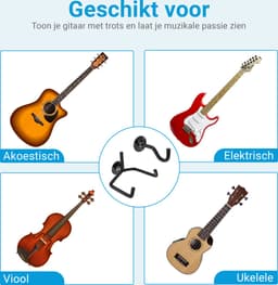 LunaLuxa - gitaarbeugel muur - gitaar wandbeugel - gitaar steun - gitaarstandaard- Muurbeugel gitaar - voor elektrisch akoestisch, ukelele, bas etc, inclusief schroeven voor het ophangen — thumbnail 4
