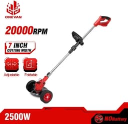 Bosmaaier Electrisch - Grastrimmers met Accu - Grasmaaier - Handmaaier met Wielen -Zwart met Rood — thumbnail 5