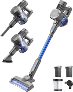 Auronic Steelstofzuiger Draadloos 220W - Draadloze Stofzuiger - HEPA Filter - Zelfstaand - Extra Accu - Op Accu - Zonder Zak - Kruimeldief - Vacuum Cleaner - Grijs/Blauw — thumbnail 1