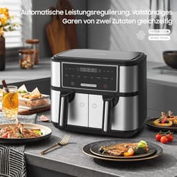 XXL Heteluchtfriteuse met Dubbele Kamer - 9 Liter, 2600W, 8 Vooraf Ingestelde Programma's — thumbnail 6
