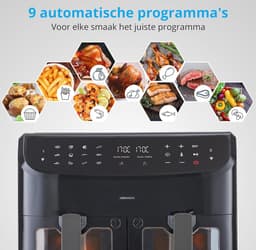 XXL Heteluchtfriteuse met 2 Kamers en 8,7 Liter Capaciteit – 9 Automatische Programma's en Kijkvenster — thumbnail 9