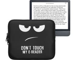 kwmobile Universele Cover voor eReader - Neopreen hoesje Don't Touch My E-Reader design wit / zwart -