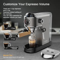 Eszenzics™ Espressomachine - Professionele kwaliteit - 20 Bar - Semi-automatisch - Melkopschuimer - Incl. koffiemolen - Barista - Espresso, cappuccino, latte en mokka — thumbnail 2