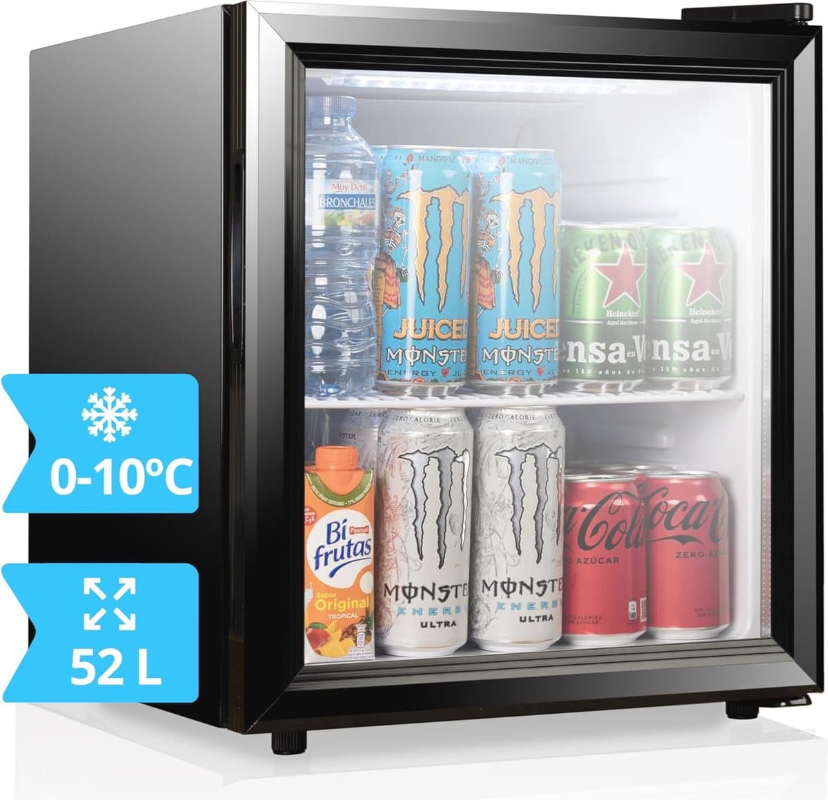 Mini-koelkast 52L met glazen deur - Energiebesparende en stevige koeloplossing voor thuis en op kantoor — afbeelding 1