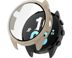 Watch case screenprotector - hoesje - gehard glas - geschikt voor Garmin Forerunner 165 - beige