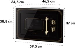 Klarstein Magnetron Victoria 20 inbouw retro, 20 L, 800 W Mikrowellen /1000 W grillvermogen, 3 Kombi functies, rvs, . Einbaurahmen, zwart - voor Keuken - Microwave - Combimagnetron - Microgolfoven — thumbnail 19