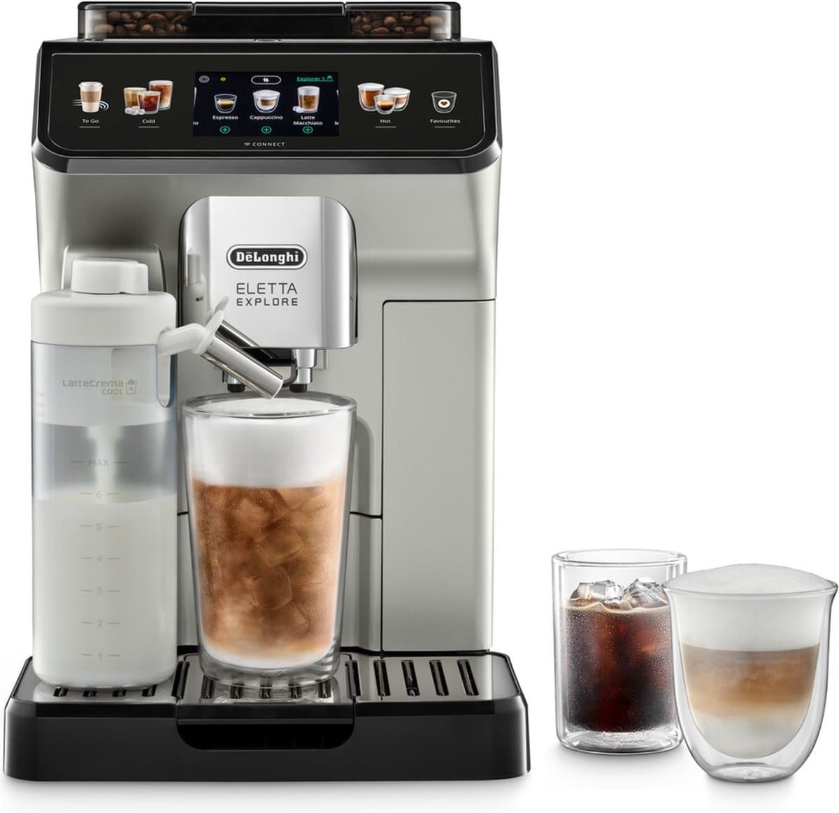 De'Longhi Eletta Explore, Fully Automatic Espresso Machine Cold Brew, ECAM450.65.S, Silver — afbeelding 1