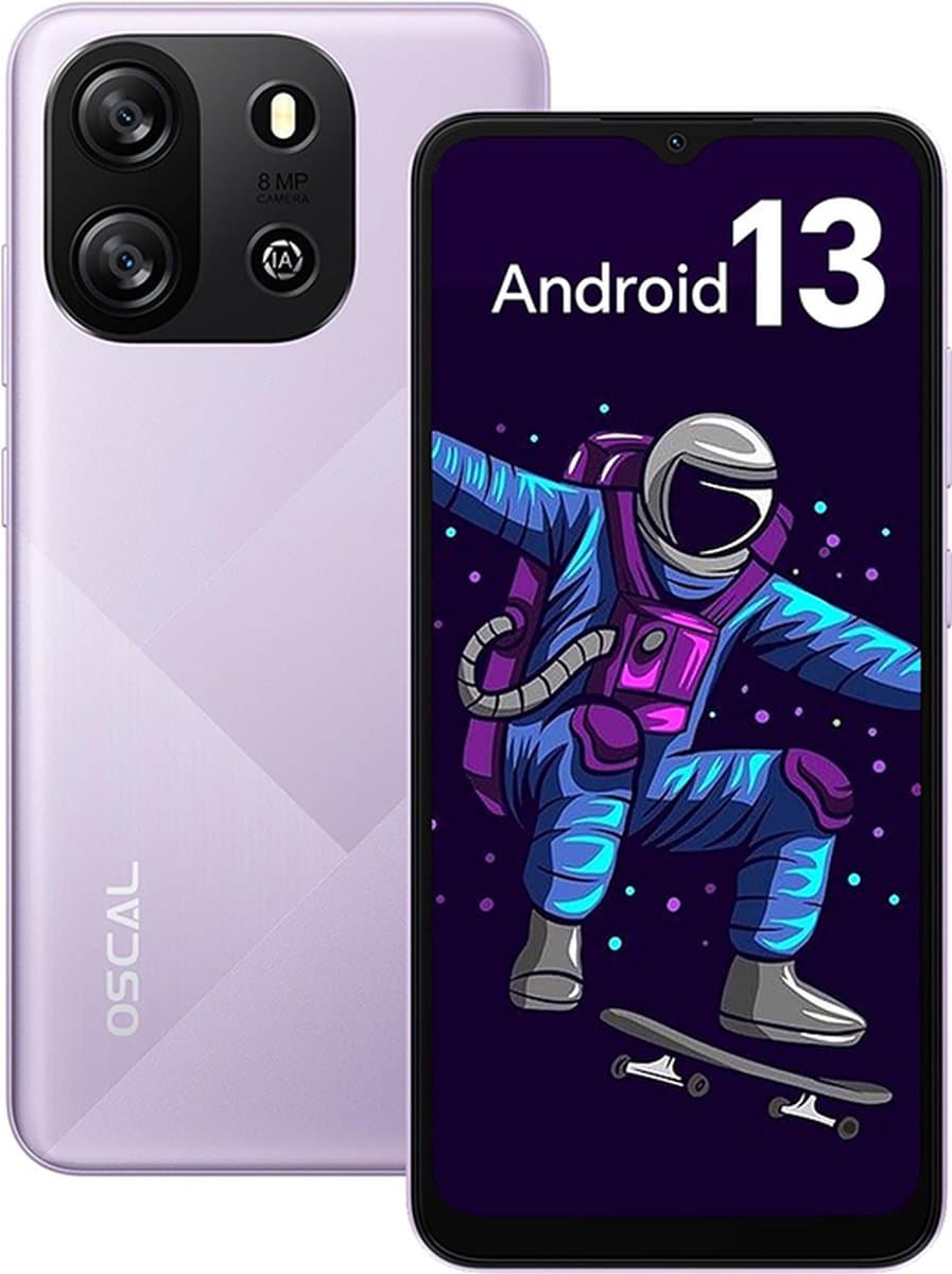 Smartphone Oscal Blackview FLAT 1C 6.517'' 4GB+32GB-SD 1TB 8MP+5MP 4700mAh Android 13 Dual SIM - Paars — afbeelding 1