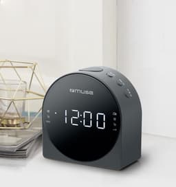 Muse M-185CR - Stijlvolle digitale wekkerradio met groot display, grijs — thumbnail 3