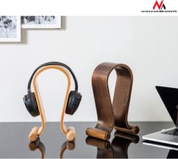 Houten Koptelefoonhouder Maclean MC-815O Hoofdtelefoonstandaard walnoot — thumbnail 2