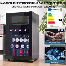 Koelkast met Vriesvak – 76L Totale Capaciteit – 43dB Stil – 5 Temperatuurstanden – Vrijstaand – Voor Woonkamer, Kantoor en Caravan – 71,6 x 40,0 x 43,5 cm – Zwart — thumbnail 5