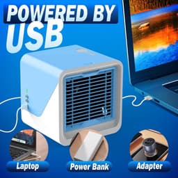 KZQ Draagbare 3-in-1 luchtkoeler – blauw, 500 ml, 3 snelheden, 8W, USB, voor slaapkamer, kantoor of studentenkamer — thumbnail 4