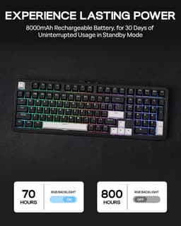 EPOMAKER TH99 - Mechanisch Toetsenbord - 1800 Layout - Tri-Mode Draadloos - RGB Backlight - Gasket Mount - Hot-Swap - 8000mAh Batterij - PBT Keycaps - Zwart — thumbnail 4
