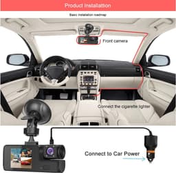 Dashcam - Dashcam voor auto - 1080P Dubbele Dashcam - 170° Groothoek Voertuigcamera - WDR, G-sensor - Loopopname, Nachtzicht — thumbnail 2