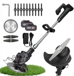 150W Grasmaaier - Accu Grasmaaier - Draadloze Trimmer - 90° Verstelbare Kop & 90-125cm Steel - 2x2600mAh Batterij & 3 Messen - Voor Tuin — thumbnail 1