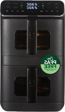 Heteluchtfriteuse - Dubbele Lade - Snel Koken - Verticaal Ruimtebesparend - 9 Liter - Zwart — thumbnail 1