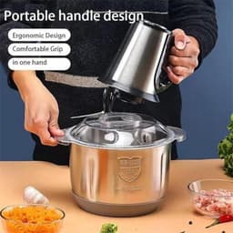 Elektrische hakmolen - Keukenmixer vleesmolen - Ingrediënten verwerken - 5 liter roestvrijstalen kom - 350W motor - Zilver — thumbnail 4