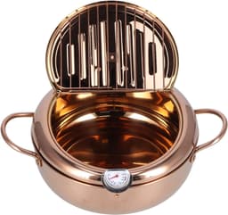 Friteuse met thermometer - Keukenaccessoire - Thuis koken - Diepe pot ontwerp - 32 liter - Rosé goud — thumbnail 4