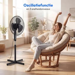 Tafelventilator - Staande ventilator - Ruimte Koelen - Met Afstandsbediening - 36 cm - Zwart — thumbnail 3