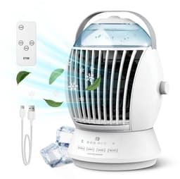 Vulpes Goods® Tech - Mini Airco ELITE - Mobiele Luchtkoeler met Afstandsbediening - Aircooler 6in1 - 3 luchtbevochtigingsstanden met Swingfunctie - 3 windsnelheden - 100% Anti-lek - Incl. kabel & adapter meegeleverd - Thuis & Kantoor — thumbnail 1