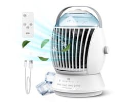 Vulpes Goods® Tech - Mini Airco ELITE - Mobiele Luchtkoeler met Afstandsbediening - Aircooler 6in1 - 3 luchtbevochtigingsstanden met Swingfunctie - 3 windsnelheden - 100% Anti-lek - Incl. kabel & adapter meegeleverd - Thuis & Kantoor — afbeelding 1