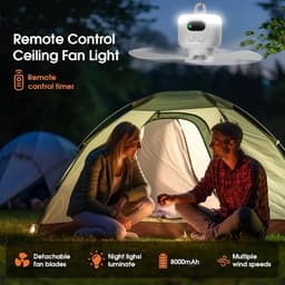 Batterij Plafondventilator - Draadloze Ventilator - Efficiënte Koeling - Afstandsbediening Inbegrepen - 25 cm - Wit — thumbnail 4