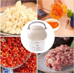 Elektrische Keukenmachine - Mini Hakmolen - Snel Ingrediënten Maken - Oplaadbaar Draadloos Gemak - 350ml Capaciteit - Beige — thumbnail 5