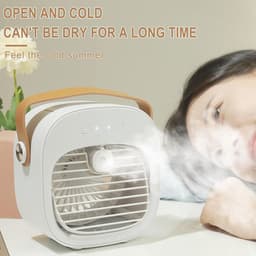 Mobiele Airco Alternatief - Mini Aircooler met Water - Draagbare Koelventilator met 4000 mAh Batterij - Tafelventilator en Luchtkoeler voor Bureau, Slaapkamer, Auto en Kamperen - 3 Windsnelheden - Type-C - 128ML — thumbnail 2