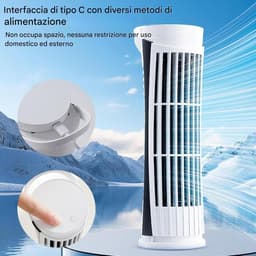 Torenventilator - Bladloze koeler - Stille luchtcirculatie - Geïntegreerd nachtlampje - 26 cm hoog - Wit — thumbnail 2