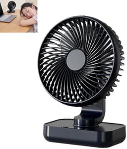 Automatische oscillerende bureauventilator, stille werking (30 decibel), zachte luchtstroom, USB-C-poort, LED-display, 4 windsnelheden, compact en draagbaar, geschikt voor kantoor en thuisgebruik - donkerblauw. — thumbnail 1