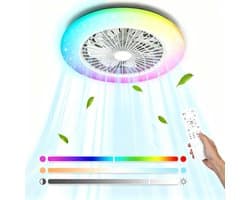 Aigostar Plafondventilator met Verlichting - Ø50 cm - LED RGBW - 6 Standen - Plafondlamp Slaapkamer - Plafonniere met Ventilator - Wit — afbeelding 1