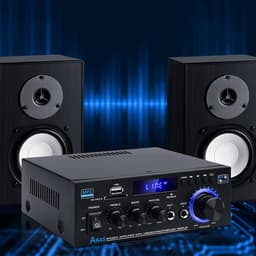 Bluetooth 5.0 Audioversterker Ontvangers - AK45 Hifi Stereo Mini Eindversterker RMS 40W 2.0 Kanaals Home Theater Audio Componenten Luidsprekers Versterker W/MIC USB RCA FM Radio — thumbnail 4