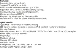 HDD Docking Station - Externe Harde Schijf - Data Overzetten - Drievoudige Interface - 2.5/3.5 Inch - Zwart — thumbnail 2