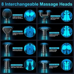 Massagepistool - Spierontspanning Apparaat - Herstel na sport - 99 snelheden 8 koppen - 13 mm diepte - Grijs — thumbnail 2