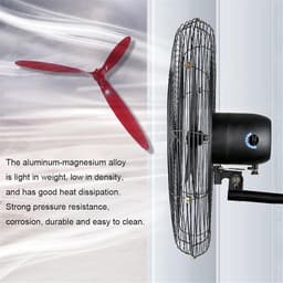 Wandventilator Industrieel - Muurventilator Krachtig - Ruimte Koelen - Zuiver Koper Motor - 68cm - Zwart — thumbnail 3