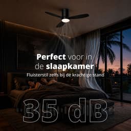 FlinQ Venturo Smart Plafondventilator met Verlichting - Ventilator voor aan het Plafond - Ideaal voor op de Slaapkamer - Bestuurbaar met App of Afstandsbediening — thumbnail 5