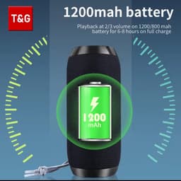 Bluetooth Speaker Draadloos T&G TG117 Waterproof / IPX5 Waterdicht – 10W Stereo – Bluetooth 5.3 – 1200mAh – TF/USB/AUX – FM Radio – Draagbare Speaker – Blauw — thumbnail 3