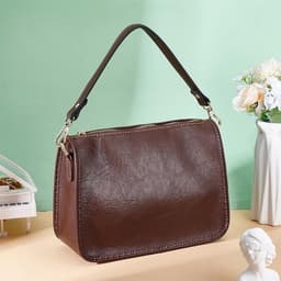 Bruine Leren Armpit Bag Riem met Korte Portemonnee, Vervangende Handtasriemen en Gouden Gespen voor Dames, Ideaal voor DIY Handtassen en Schoudertassen — thumbnail 5