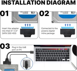 SATA USB Adapterkabel - Externe Harde Schijf Adapter - Data Overzetten - UASP Ondersteuning - 5Gbps - Zwart — thumbnail 3