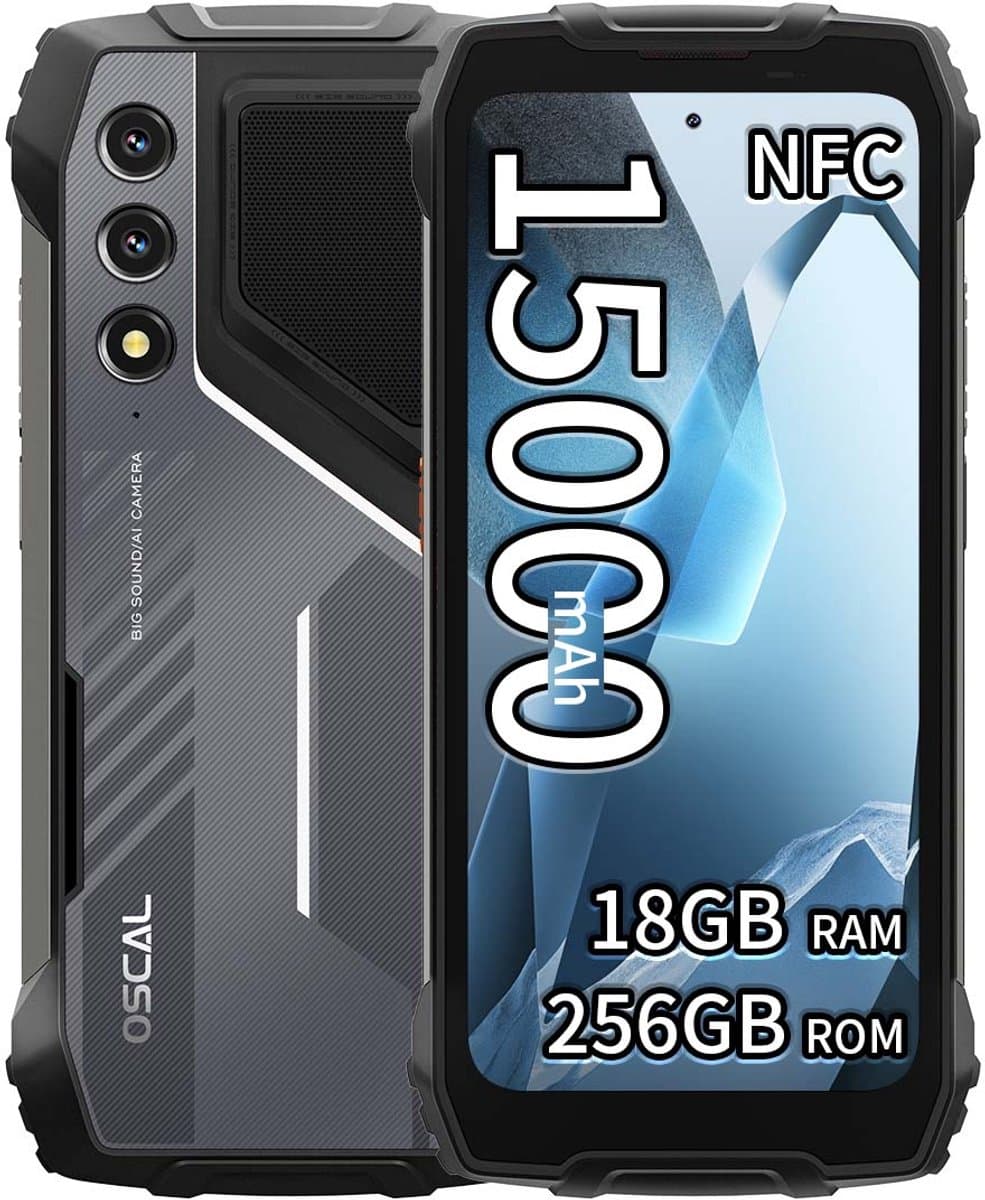 OSCAL PILOT 1 Robuuste Smartphone - 18GB RAM - 256GB ROM - 6,67 inch - 15000mAh 33W - Android Telefoon - GPS, NFC, OTG - Zwart — afbeelding 1
