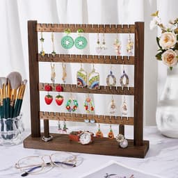 Houten Oorbellen Display Stand met 4 Lagen, Perfect voor Oorbellen, Kettingen en Sieradenverkoop, Geschikt voor 128 Oorbellen en Craft Shows — thumbnail 3