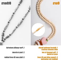 Lanyard voor docenten met ID-houder, houten kralen, schattige lanyard voor vrouwen, sleutelhangers en kaarten, ideaal voor schoolgebruik — thumbnail 4
