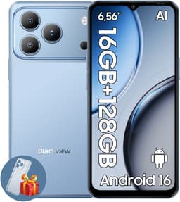 Blackview WAVE 7C Smartphone - 4G AI - DUAL SIM - 16GB RAM - 128GB ROM - Android 16 Telefoon - 6,56 inch - 5000mAh - GPS - Blauw — thumbnail 1