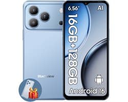 Blackview WAVE 7C Smartphone - 4G AI - DUAL SIM - 16GB RAM - 128GB ROM - Android 16 Telefoon - 6,56 inch - 5000mAh - GPS - Blauw